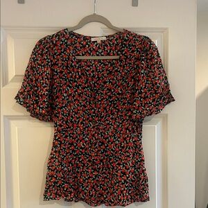 Vici Floral Black and Red Women's Top S